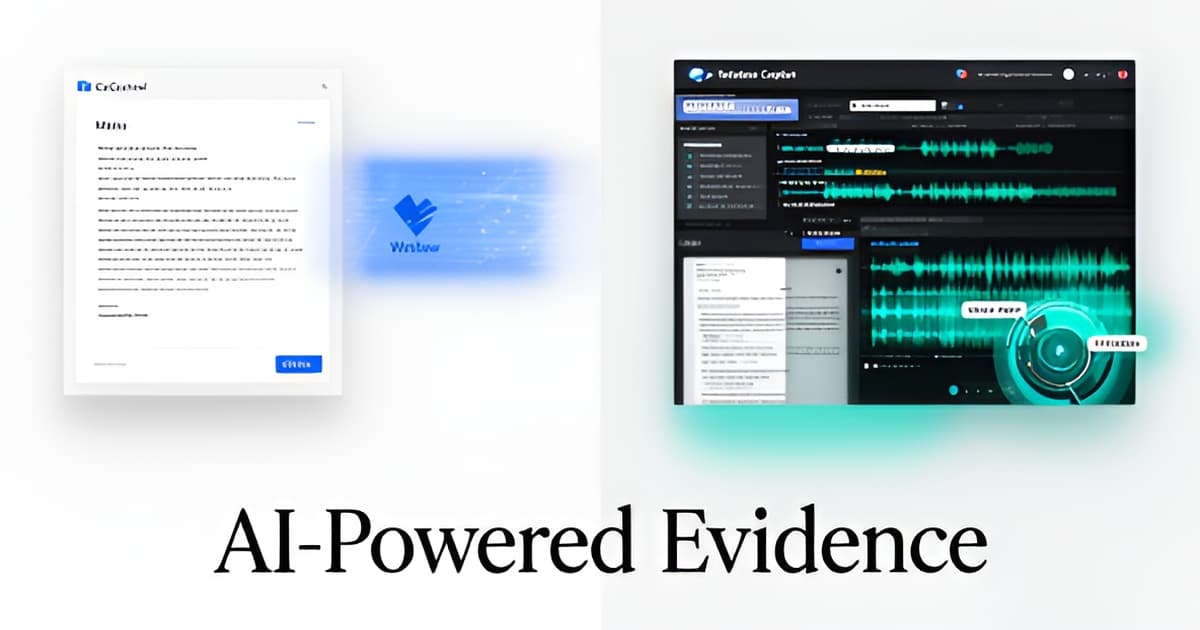 A modern illustration comparing CoCounsel and Evidence Copilot, two legal tech tools for criminal defense research and evidence review.