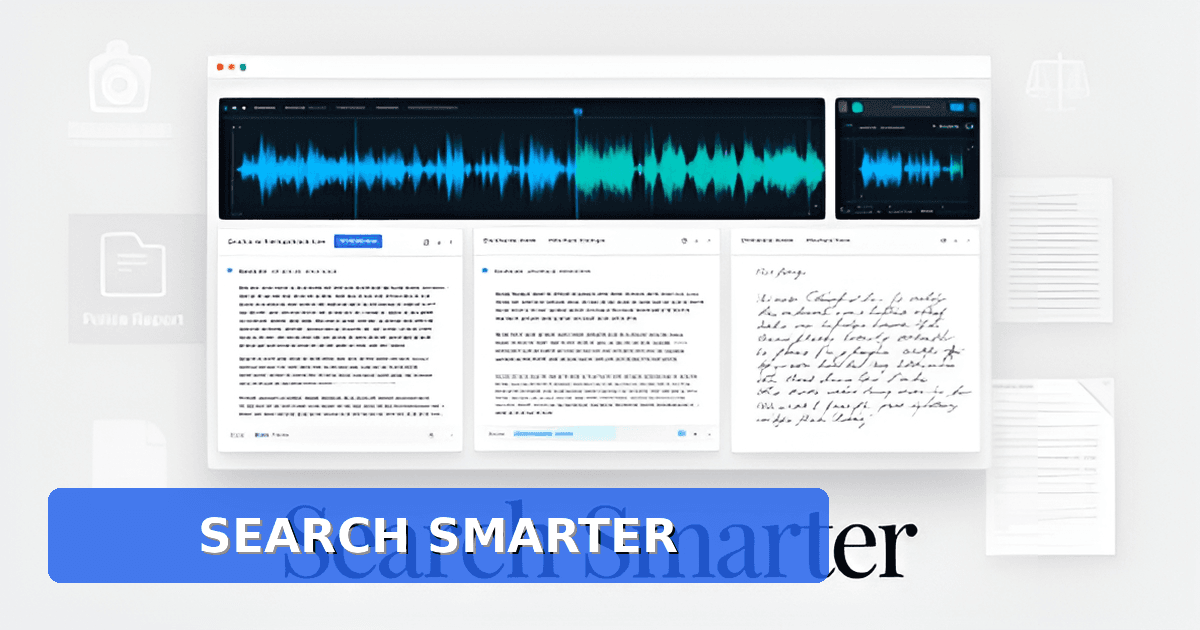 A digital workspace for criminal defense attorneys with video and audio transcripts, notes, and organized panels.